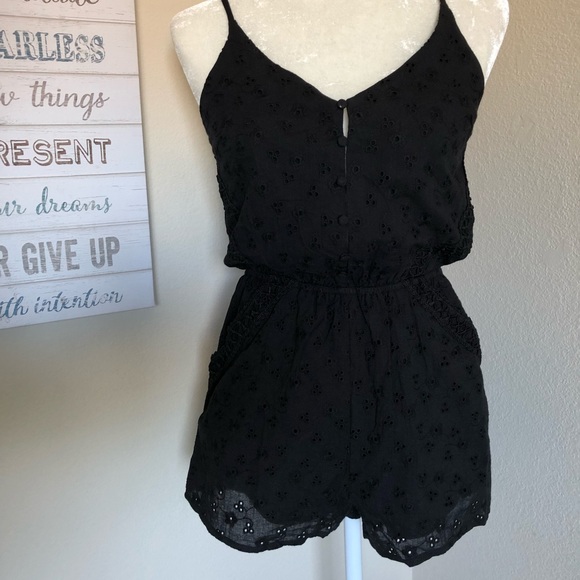 Black Eyelet Romper - Picture 3 of 8
